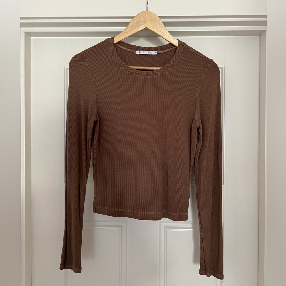 NEW - NOT WORN Michael Stars Ribbed Cropped Long Sleeve Tee Size OS